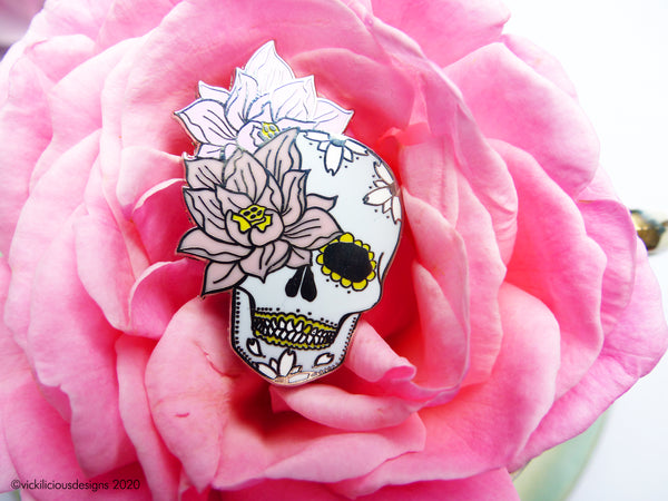 Sugar Skull & Lotus Flower Dreams Hard Enamel Pin