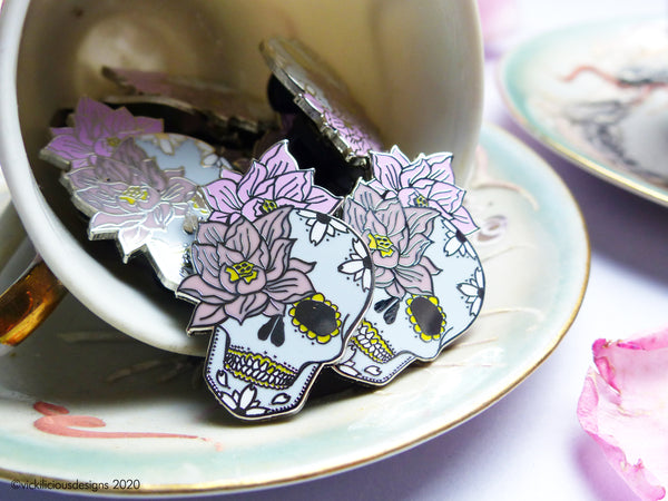 Sugar Skull & Lotus Flower Dreams Hard Enamel Pin