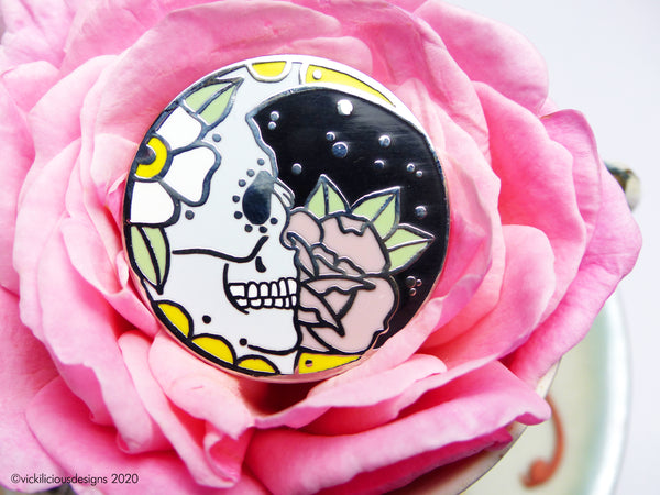 Sugar Skull Moon Hard Enamel Pin