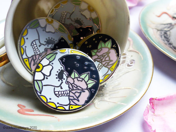 Sugar Skull Moon Hard Enamel Pin