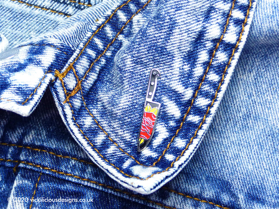 ENDURE & SURVIVE Rose Dagger Hard Enamel Pin Silver Finish