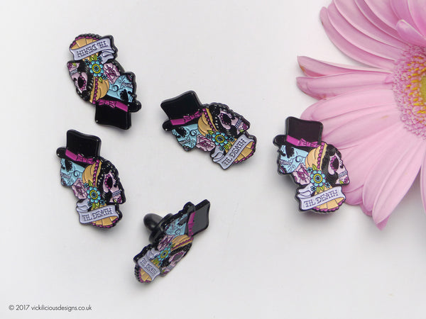 Til Death Bride & Groom Sugar Skull Tattoo Soft Enamel Pin collection