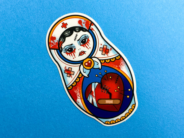 Vickilicious Designs | Sorta Love Sick - Bloody Cute & Creepy Nurse Doll Tattoo Sticker