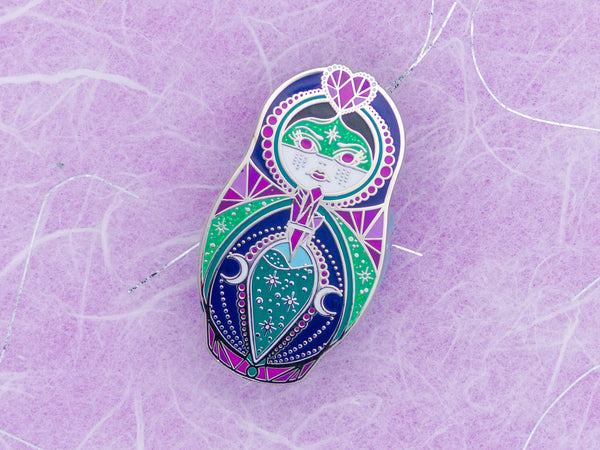 Vickilicious Designs | A Little Bewitched Crystal Witch and Love Potion Cute & Creepy Doll Hard Enamel Pin