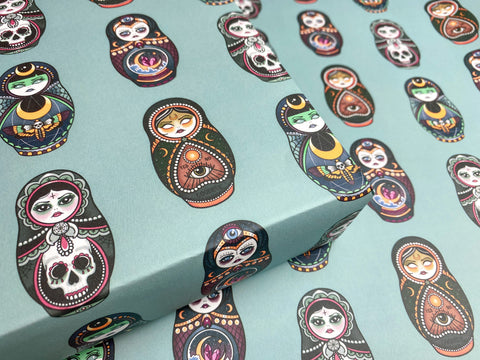 Vickilicious Designs | YES WITCHES! Cute and Creepy Doll Wrapping Paper