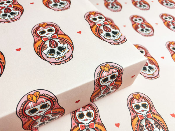 Vickilicious Designs |  Dead Cute - Sugar Skull Cute & Creepy Doll Tattoo Wrapping Paper