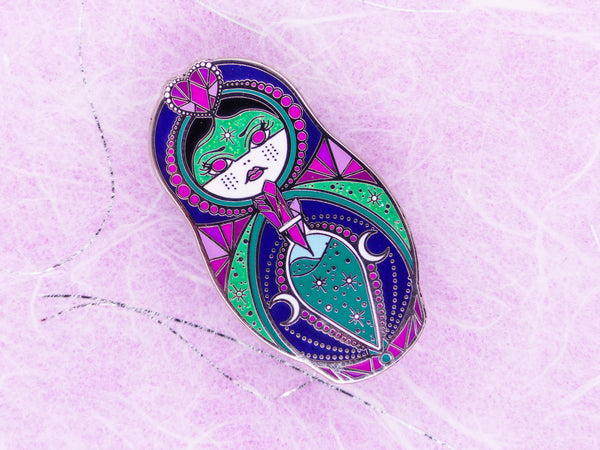 Vickilicious Designs | A Little Bewitched Crystal Witch and Love Potion Cute & Creepy Doll Hard Enamel Pin