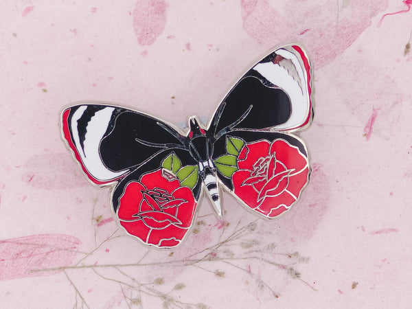 Butterflies & Roses Hard Enamel Pin