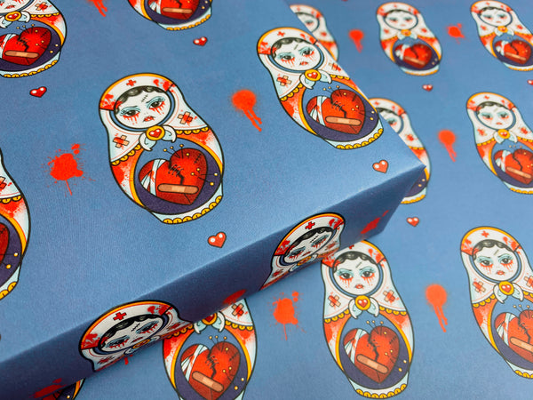 Vickilicious Designs |  Sorta Love Sick - Bloody Cute & Creepy Nurse Doll Tattoo Wrapping Paper