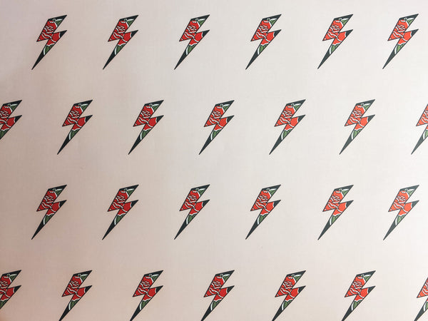 LOVE-STRUCK Lightning Bolt & Rose Wrapping Paper