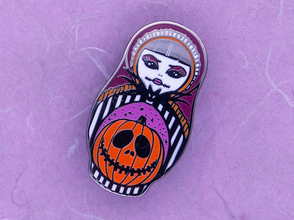 Vickilicious Designs | Pretty Wicked - Jack-O-Lantern Cute & Creepy Doll Hard Enamel Pin