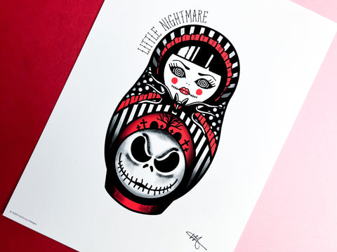 Vickilicious Designs |  Little Nightmare - Skeleton Jack Cute & Creepy Doll Tattoo Print