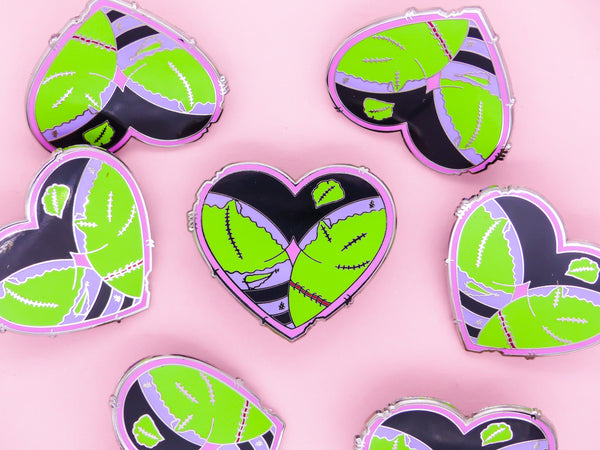 LOVE YOU TO DEATH Zombie Booty Heart Hard Enamel Pin