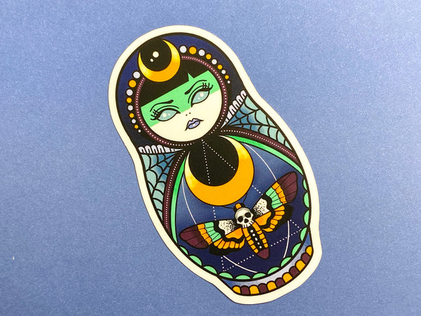 Vickilicious Designs | Lunar Witch - Cute & Creepy Doll Tattoo Sticker