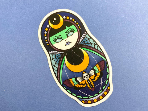 Vickilicious Designs | Lunar Witch - Cute & Creepy Doll Tattoo Sticker