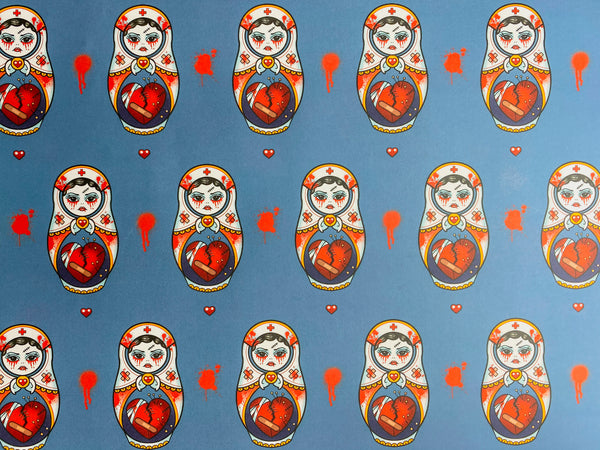 Vickilicious Designs | Sorta Love Sick - Bloody Cute & Creepy Nurse Doll Tattoo Wrapping Paper