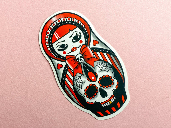 Vickilicious Designs | Sweet as Hell - Candy Striped Cute & Creepy Doll Tattoo Sticker
