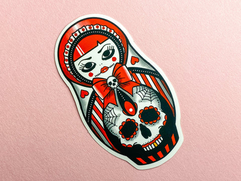 Vickilicious Designs | Sweet as Hell - Candy Striped Cute & Creepy Doll Tattoo Sticker