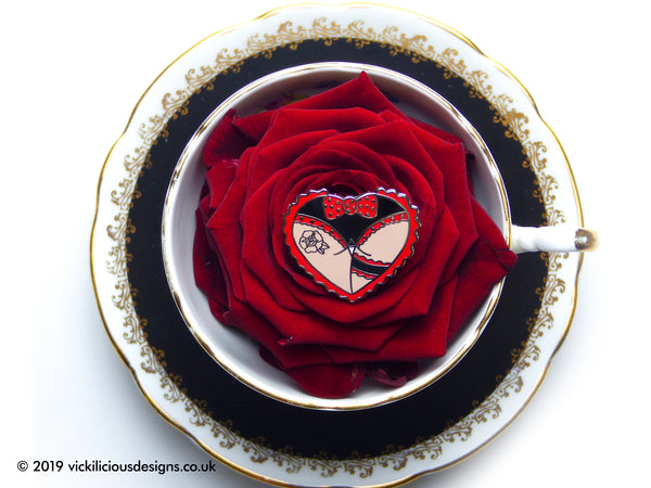 Cheeky Spotty Bow Booty Heart Tattoo Hard Enamel Pin