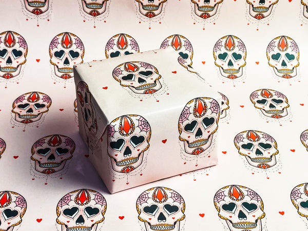 LOVE YOU TO DEATH Crystal Sugar Skull Wrapping Paper
