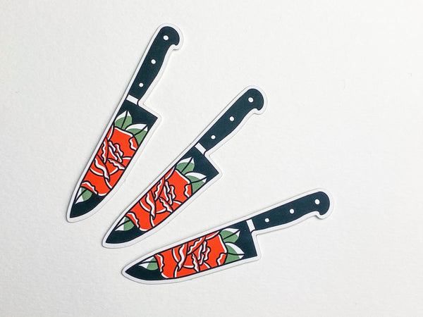 Love Hurts dagger and Rose Tattoo Sticker