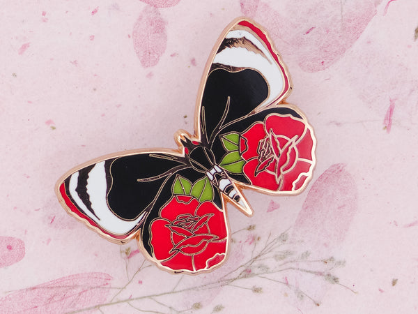 Butterflies & Roses Hard Enamel Pin