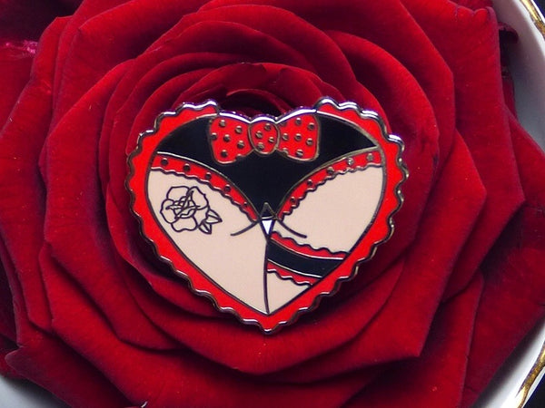 Cheeky Spotty Bow Booty Heart Tattoo Hard Enamel Pin
