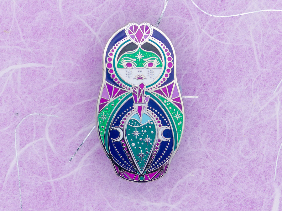 Vickilicious Designs | A Little Bewitched Crystal Witch and Love Potion Cute & Creepy Doll Hard Enamel Pin