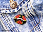 Bite Me Vampire Lips Hard Enamel Pin — Tattoo Style | Ink & Blood Rose Collection
