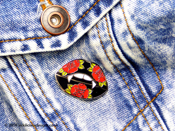 Bite Me Vampire Lips Hard Enamel Pin