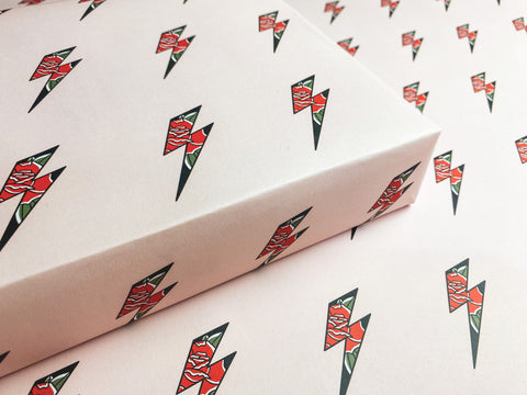LOVE-STRUCK Lightning Bolt & Rose Wrapping Paper