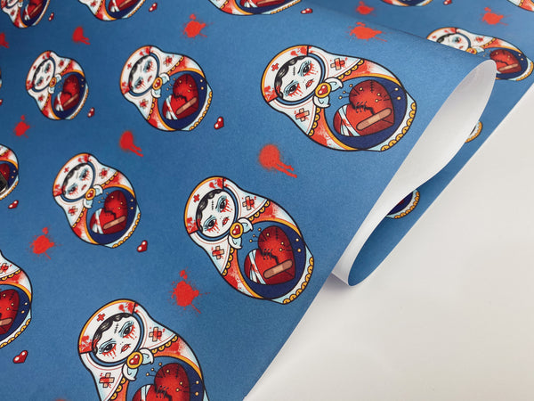 Vickilicious Designs | Sorta Love Sick - Bloody Cute & Creepy Nurse Doll Tattoo Wrapping Paper