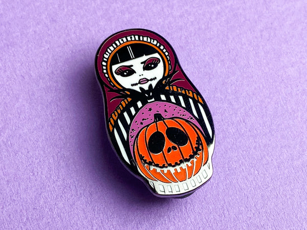 Vickilicious Designs | Pretty Wicked - Jack-O-Lantern Cute & Creepy Doll Hard Enamel Pin