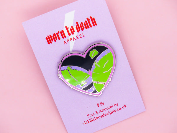 LOVE YOU TO DEATH Zombie Booty Heart Hard Enamel Pin