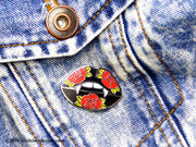 Bite Me Vampire Lips Hard Enamel Pin — Tattoo Style | Ink & Blood Rose Collection