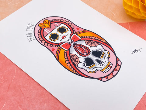 Vickilicious Designs | Dead Cute - Sugar Skull Cute & Creepy Doll Tattoo Print