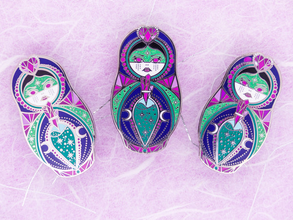 Vickilicious Designs | A Little Bewitched Crystal Witch and Love Potion Cute & Creepy Doll Hard Enamel Pin