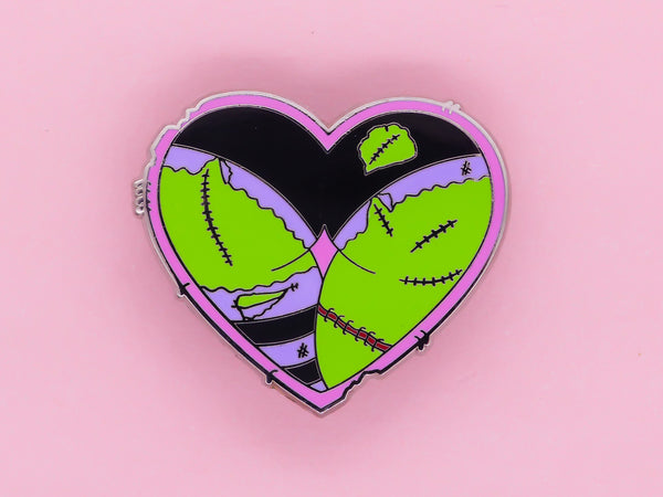 LOVE YOU TO DEATH Zombie Booty Heart Hard Enamel Pin